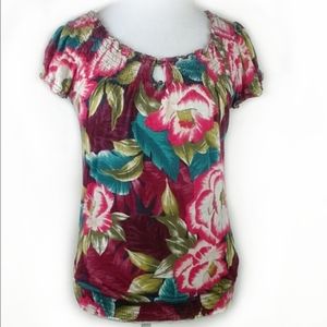 Lucky Brand Keyhole Floral Top Size Small